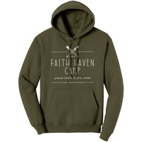 Faith Haven Camp Hoodie, Paddles, Adult, Olive Drab, White Art3