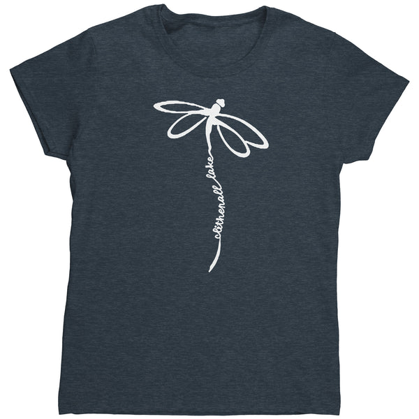 LADIES Clitherall Lake Dragonfly Tee, WHT Art