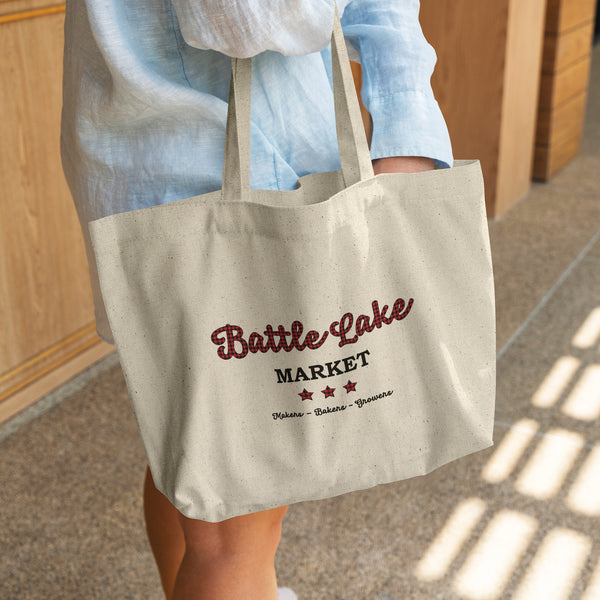 Tote Bag, Battle Lake Market, Buffalo Plaid