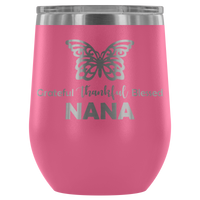 12-Ounce Stemless Wine Tumbler, NANA, Butterfly