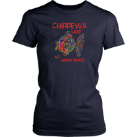 LADIES Tee, Chippewa Lake, Colorful Fish