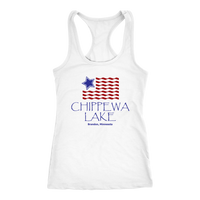 LADIES Racer-Back Tank, Chippewa Lake, USA Flag