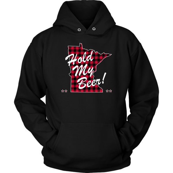 Minnesota Hoodie, Unisex, Buffalo Plaid, Hold My Beer!