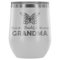 12-Ounce Stemless Wine Tumbler, GRANDMA, Butterfly