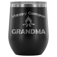 12-Ounce Stemless Wine Tumbler, GRANDMA, Happy Camper