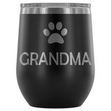 12-Ounce Stemless Wine Tumbler, GRANDMA, Pawprint