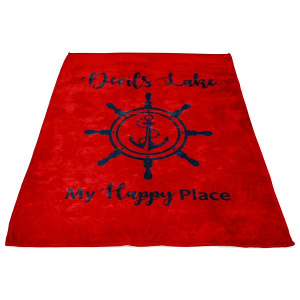 Fleece Blanket, Plush, Devils Lake, Red, Small/Medium/Large