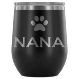 12-Ounce Stemless Wine Tumbler, NANA, Pawprint