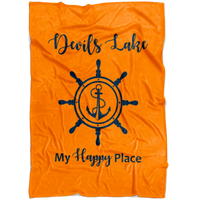 Fleece Blanket, Plush, Devils Lake, Orange, Small/Medium/Large
