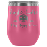 12-Ounce Stemless Wine Tumbler, Eagle Lake My Happy Place, Many Colors