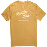 Battle Lake Unisex Heather Tee, White Art