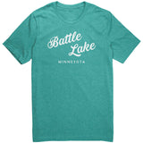 Battle Lake Unisex Heather Tee, White Art