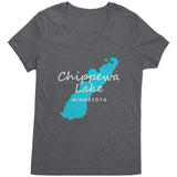 Chippewa Lake Map Ladies V-Neck Tee