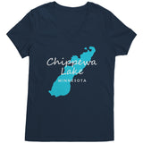 Chippewa Lake Map Ladies V-Neck Tee