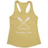 Clitherall Lake Ladies Racerback Flowy Tank, Paddles, WHT