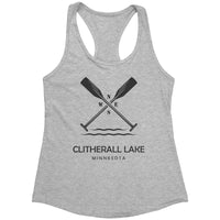 Clitherall Lake Ladies Racerback Flowy Tank, Paddles, BLK