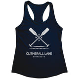 Clitherall Lake Ladies Racerback Flowy Tank, Paddles, WHT