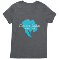 Crane Lake Map Ladies V-Neck Tee