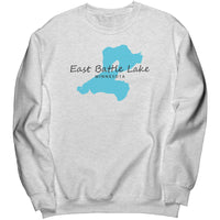 East Battle Lake Map Unisex Crewneck Sweatshirt, Blk Art