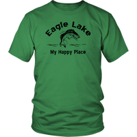 UNISEX Bass Eagle Lake My Happy Place T-Shirt, More Colors