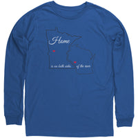 Midwest MN WI River Home Unisex LS  Canvas Tee, Black Outline