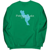Peterson Lake Map Unisex Crewneck Sweatshirt, White Art