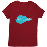 Rush Lake Map Ladies V-Neck Tee