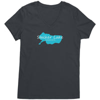 Stalker Lake Map Ladies V-Neck Tee