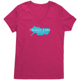 Stalker Lake Map Ladies V-Neck Tee