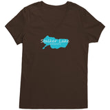 Stalker Lake Map Ladies V-Neck Tee