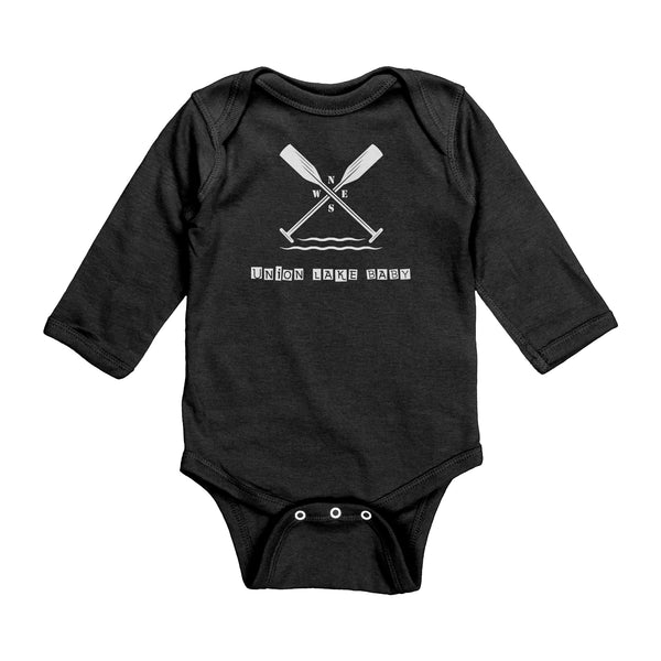 Union Lake Baby LS Onesie, White Art