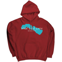 West Leaf Lake Map Unisex Hoodie WHT