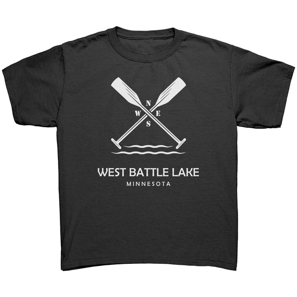 Youth West Battle Lake Paddles Tee, WHT