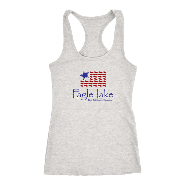 LADIES Racer-Back Tank, USA Flag Eagle Lake