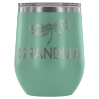 12-Ounce Stemless Wine Tumbler, GRANDMA, Dragonfly