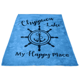 Fleece Blanket, Plush, Chippewa Lake, Nautical Light Blue
