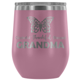 12-Ounce Stemless Wine Tumbler, GRANDMA, Butterfly