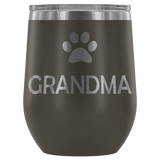 12-Ounce Stemless Wine Tumbler, GRANDMA, Pawprint
