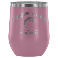 12-Ounce Stemless Wine Tumbler, Eagle Lake Bass OTC, Many Colors