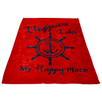 Fleece Blanket, Plush, Chippewa Lake, Nautical Red