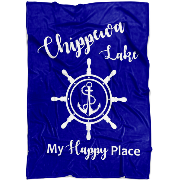 Fleece Blanket, Plush, Chippewa Lake, Nautical Blue, Small/Medium/Large