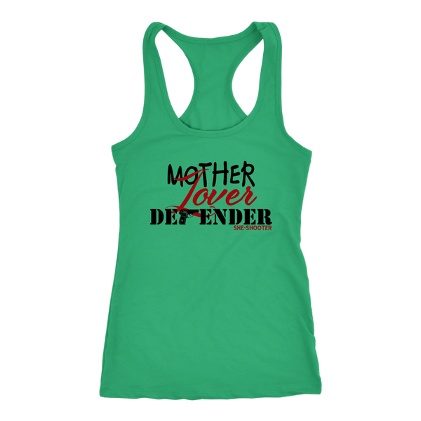 Ladies Racer-Back Tank, Mother, Lover, Defender