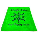 Fleece Blanket, Plush, Devils Lake, Bright Green, Small/Medium/Large